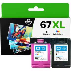 67XL PRINTER PRINTER BUSETING for HP INK 67 67XL 67XXL CARTRDGES Black/Color Combo Pack Deskjet 2755e 2700 2855e 4155e 4255e 2800e 2700e envy 6055e 6000 6455e 6458e printer (1black+ 1color ، 2pack)