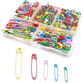 دبابيس السلامة متنوعة ، 350 PCS دبابيس DIY ملونة للملابس خياطة يعلق الحرف ، 5 أحجام دبابيس سلامة الألوان مع صندوق تخزين للملابس ، الخياطة ، التعلق ، الحرف اليدوية