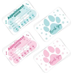 240pcs Pet Grooming Mentrement Cards Paw Paw Prints Client Business Card for Office Office Dog Spa Training Cars Care 3.54 × 2inch 2 ألوان
