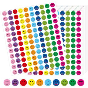 7200 PCS ملصقات Happy Smiley Face ملصقات ملصق ملصق صغير Happy Face Round Classroom Divel Divensive Chart ملصقات مخططات للدرس في الفصل الدراسي (ملونة)