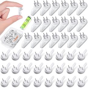 Invisible Picture Hanging Kit, Demage-Free Wall Hangers for Frames, Clocks, Decorations(45 Pcs), No Trace Nail Hooks for Drywall, Concrete, Wood, Brick, Wallpaper - Includes Mini Level