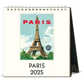 Cavallini 2025 Vintage Paris Maps Easel Desk Calendar, 6 x 6.5 Inches, 12 Month Page-A-Month Standing Desk Calendar, Vintage-style Parisian Map Illustrations, Small and Cute Desktop Flip Calendar 2025