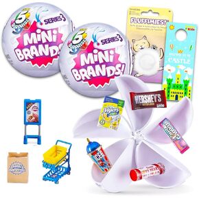 Zuru 5 Surpr Mini Brands Series 3 Set - Mystery Toys Mini Brands Bundle تشمل 2 سلسلة 3 شخصيات مصغرة كرات الغموض بالإضافة إلى الملصقات | ألعاب الطعام القابلة للتحصيل للأطفال