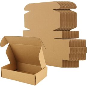 50 Pack 5.8x3.8x1.5 Inches Brown Shipping Boxes, Kraft Corrugated Cardboard Box Small Flat Shipping Packaging Boxes for Mailing Small Business Jewelry Craft Ornament Gift Packaging Supplier