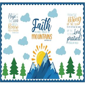 Faith Can Move Mountains Bulletin Board Decoration Religious Classroom Bulletin Board Faith Mountain Cutout for Sunday School Religious Classroom Home Wall Decor