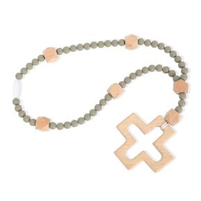 Silicone Decade Rosary - My First Rosary With Cross, Christian Communion Party Decorations, Sensory Toys for Girls (Green Cross Necklace)