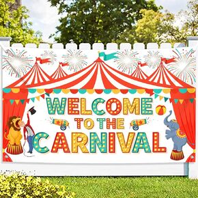 Katchon Xtralarge مرحبًا بك في Banner Carnival - 72 × 44 بوصة | ديكور الحفلات كرنفال ، خلفية وألعاب ديكور