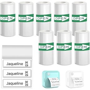 Mini Thermal Printer - 8 Rolls 50x15mm Phite Self -Defive Label Tape للطابعة المحمولة ، ملصقات ملصقات لمنظمة مدرسة المكاتب المنزلية in Kuwait
