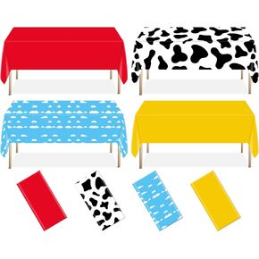 4 أجهزة الكمبيوتر الرسوم المتحركة قصة عيد ميلاد tablecloth لعبة مستوحاة من الديكور البقر البقر طباعة زرقاء السماء السحابة السحابة بلاستيك المائدة لوحة المائدة لعبة الطاولة مستطيل لصبي الفتاة