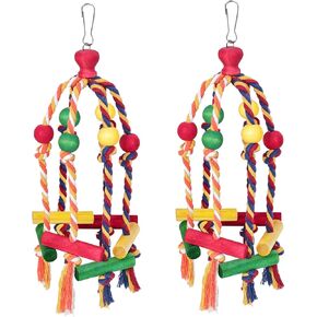 2pcs ألعاب الطيور الحبل dangly ， طيور متوسطة وصغيرة تلعب متعددة الألوان الطبيعية الطبيعية مضغ إكسسوارات قفص الطيور ل conure cockatiel budgies lovebird cage toy