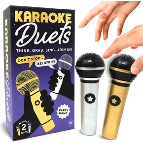 Lucky Egg Karaoke Duets – Unleash Your Inner Diva with Our Party Games for Adults – Singing Game with 2 Prop Mics & 300 Lyrics (150 Cards)– Perfect for Family Gatherings and Parties (2-10 Players)