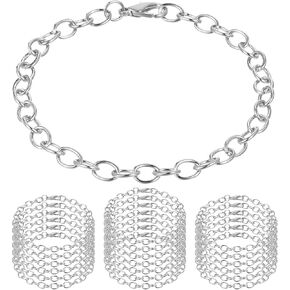 20 Pcs Charm Bracelet Chain Chain Bracelet Fit Clip on Charm Link Chain Bracelets for Men Women Charm Bracelet Jewelry Making Chain, Silver