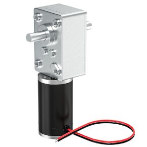 DC 12V 60RPM Double Shafts Self-Locking Reversible High Torque Turbo Worm Geared Motor with Cable, Small Electric Motor Low RPM