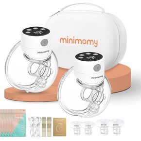 minimomy S12A Hands Free Breast Pump Wearable, Double Wireless Pump with Comfortable Double-Sealed Flange, 3 Modes & 12 Levels Electric Pump Portable, Smart Display, 24mm, 2 Pack in Kuwait