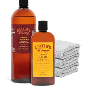 Leather Honey Complete Leather Care Kit Including 8 oz Cleaner, 32 oz Conditioner and 3 Applicator Cloths for use on Leather Apparel, Furniture, Auto Interiors, Shoes, Bags and Accessories