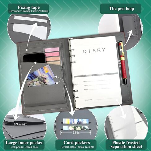 A5 Binder Binder Notebook - Hardcover الأنيق ، 160 صفحة من ورقة سميكة 100 جرام ، تصميم 6 حلقات مع حلقة القلم وجيوب - مثالية للكتابة والسفر والعمل والمدرسة (أحمر) in Kuwait