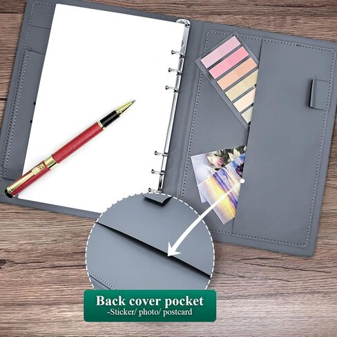 A5 Binder Binder Notebook - Hardcover الأنيق ، 160 صفحة من ورقة سميكة 100 جرام ، تصميم 6 حلقات مع حلقة القلم وجيوب - مثالية للكتابة والسفر والعمل والمدرسة (أحمر) in Kuwait