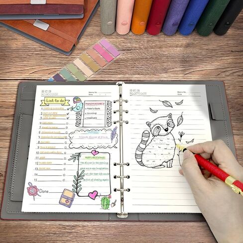 A5 Binder Binder Notebook - Hardcover الأنيق ، 160 صفحة من ورقة سميكة 100 جرام ، تصميم 6 حلقات مع حلقة القلم وجيوب - مثالية للكتابة والسفر والعمل والمدرسة (أحمر) in Kuwait