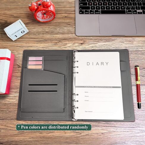 A5 Binder Binder Notebook - Hardcover الأنيق ، 160 صفحة من ورقة سميكة 100 جرام ، تصميم 6 حلقات مع حلقة القلم وجيوب - مثالية للكتابة والسفر والعمل والمدرسة (أحمر) in Kuwait