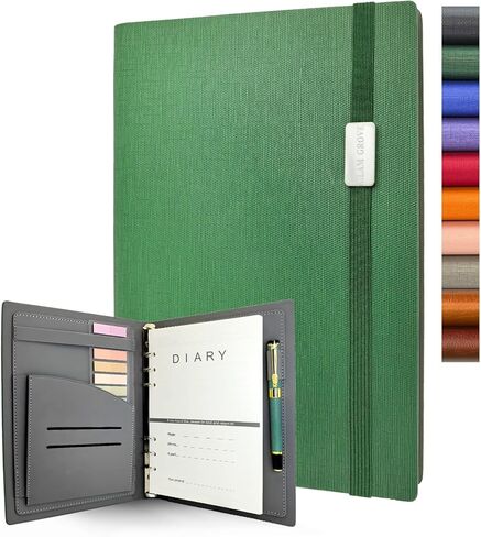 A5 Binder Binder Notebook - Hardcover الأنيق ، 160 صفحة من ورقة سميكة 100 جرام ، تصميم 6 حلقات مع حلقة القلم وجيوب - مثالية للكتابة والسفر والعمل والمدرسة (أحمر) in Kuwait
