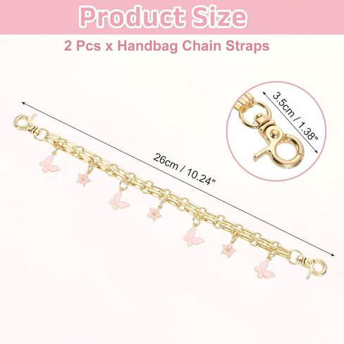 UXCELL 2PCS 10 "أحزمة سلسلة موسع المحفظة ، سحر إكسسوارات حقيبة للنساء تعامل مع الديكور بديل مع قلادة فراشة الزهور ، الأرجواني in Kuwait