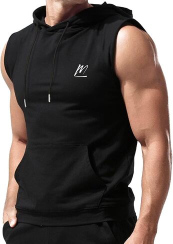 MEETYOO Sleeveless Workout Hoodie Men, Quick Dry Tank Tops Muscle Gym Sports T-Shirts in Kuwait