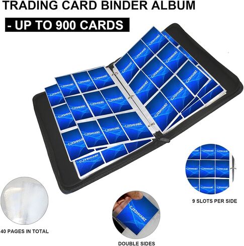 Premium Baseball Card Binder Album with 900 Pockets - Perfect for Trading, Football, and TCG Cards - Hard Case Storage with Zipper and Ring Holder,Top Loader Binders (Large) in Saudi Arabia