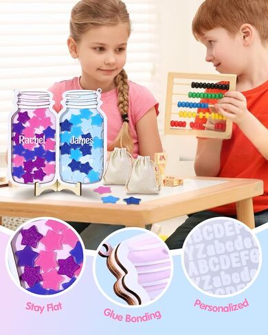 Swooflia Dual Magnetic Reward Jar Classroom for Kids - Rose & Blue Star Jar Reward System Home, Positive Behavior Potty Training Management and Goal Tracking for Girls Boys in Kuwait