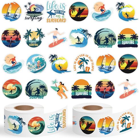 A1diee 1000Pcs Travel Camping Stickers in 2 Rolls Happy Camper Tent Bonfire Guitar Map Camera Travel Bag Car Themed Self Adhesive Decals for Birthday Gifts Bag Party Supplies School Activity Reward in Kuwait