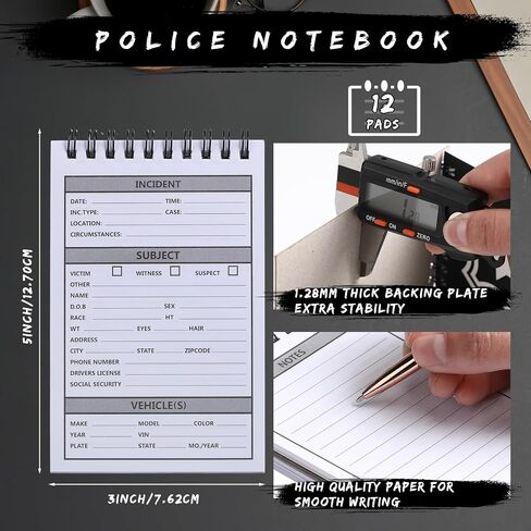 Taling 24 PCS Public Safety Police Police Interview Report Report Notepad for Lawing Offorct Higports Book Book Bookboor Cop Inventive Equiperations ، 70 Sheets/ 140 Pages in Kuwait