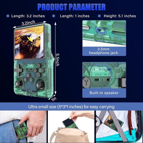 30000 Games in 1Handheld Game Console,3.5-Inch IPS Screen Retro Gaming Console,30000 Classic Games, 3800mAh,20＋Mainstream Emulator,Built-in 256G TF Card in Saudi Arabia
