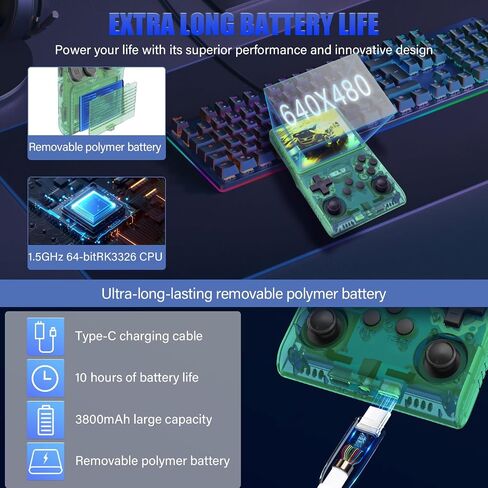 30000 Games in 1Handheld Game Console,3.5-Inch IPS Screen Retro Gaming Console,30000 Classic Games, 3800mAh,20＋Mainstream Emulator,Built-in 256G TF Card in Saudi Arabia
