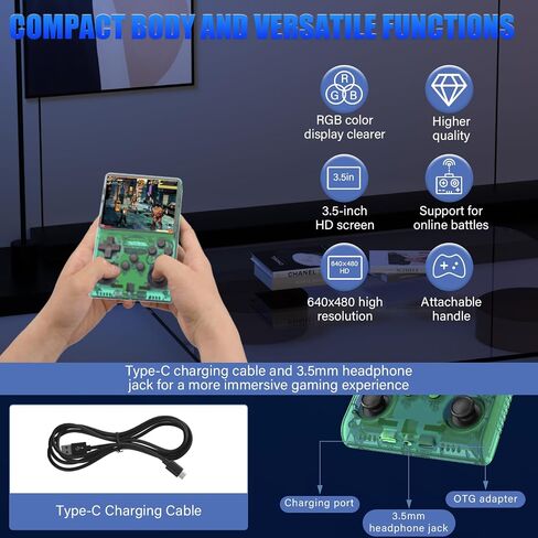 30000 Games in 1Handheld Game Console,3.5-Inch IPS Screen Retro Gaming Console,30000 Classic Games, 3800mAh,20＋Mainstream Emulator,Built-in 256G TF Card in Saudi Arabia