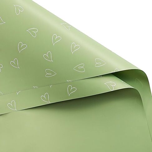 WRAPAHOLIC 20 Sheets Flower Wrapping Paper - 22.8 x 22.8 inch Green Love Design Water-Resistant Floral Bouquet Wrapping Paper, Florist Supplies Packaging for Wedding Birthday Gift DIY in Saudi Arabia