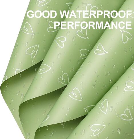 WRAPAHOLIC 20 Sheets Flower Wrapping Paper - 22.8 x 22.8 inch Green Love Design Water-Resistant Floral Bouquet Wrapping Paper, Florist Supplies Packaging for Wedding Birthday Gift DIY in Saudi Arabia