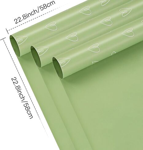 WRAPAHOLIC 20 Sheets Flower Wrapping Paper - 22.8 x 22.8 inch Green Love Design Water-Resistant Floral Bouquet Wrapping Paper, Florist Supplies Packaging for Wedding Birthday Gift DIY in Saudi Arabia