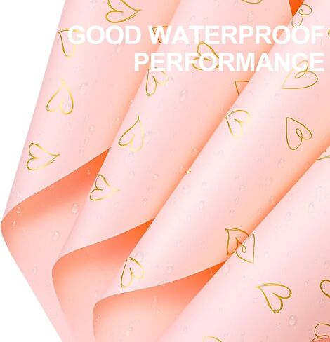 WRAPAHOLIC 20 Sheets Flower Wrapping Paper - 22.8 x 22.8 inch Green Love Design Water-Resistant Floral Bouquet Wrapping Paper, Florist Supplies Packaging for Wedding Birthday Gift DIY in Saudi Arabia