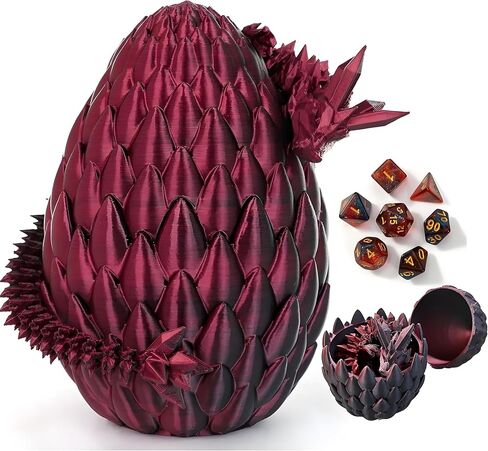 DND Dice Set, 7pcs Polyhedral Dice with 3D Dragon Egg Shell, Portable Dungeons and Dragons Dice with Organizer Bag for RPG/MTG (Blue&Green) in Kuwait