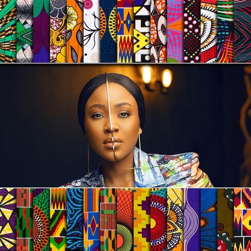 30 Pcs 25 x 25 cm/9.8 x 9.8 inches Cotton African Fabric Square No Repeat Patchwork Fabric Printed Craft Fabric Bundle Patchwork Craft for DIY Sewing Fabric Craft Accessories in Saudi Arabia
