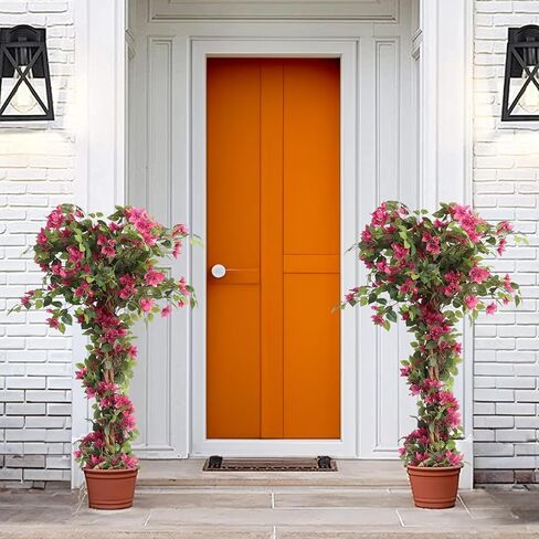 شجرة الجهنمية الاصطناعية بطول 5 أقدام مع الزهور، وأشجار الجهنمية الطويلة المزيفة، وشجرة مزهرة صناعية في وعاء بلاستيكي لديكور الشرفة الأمامية الداخلية أو مكتب المنزل في الهواء الطلق، قطعة واحدة (59 بوصة) in Kuwait