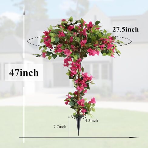 5FT Bougainvillea Artificial Tree with Flowers, Fake Bougainvillea Tall Trees, Faux Blooming Tree in Plastic Pot for Indoor Front Porch Decor or Outdoor Home Office, 1 PCS(59 inch) in Kuwait