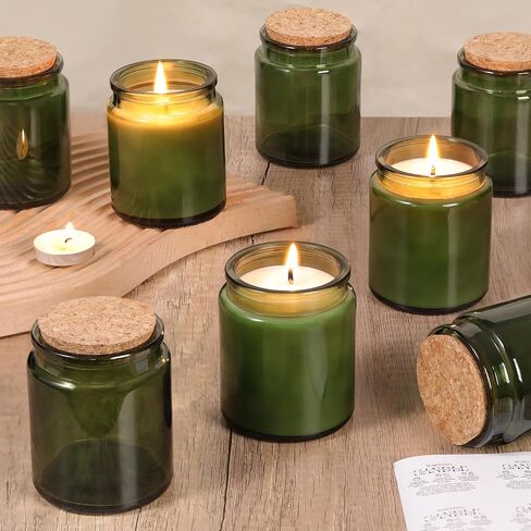 12pcs شمعة الجرار لصنع الشموع ، والكرات الزجاجية 7.5 أوقية مع أغطية خشبية وعلامات ، وحاويات الشموع ل DIY ، والهدايا ، وصنع الشموع ، وتوصيلات الطاولة in Kuwait