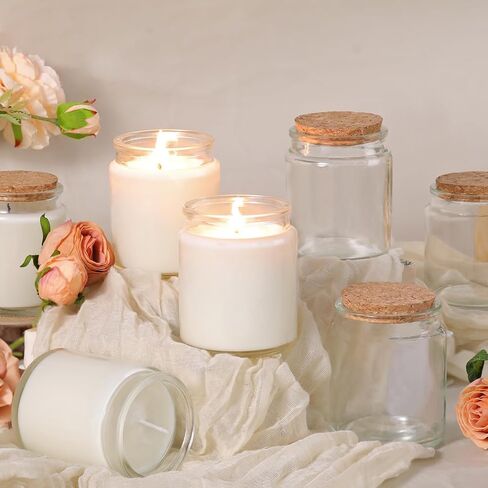 12pcs شمعة الجرار لصنع الشموع ، والكرات الزجاجية 7.5 أوقية مع أغطية خشبية وعلامات ، وحاويات الشموع ل DIY ، والهدايا ، وصنع الشموع ، وتوصيلات الطاولة in Kuwait