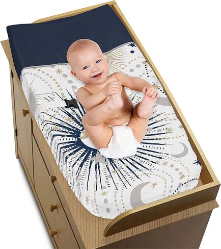 تصميمات Sweet Jojo برتقالية وبيضاء من Boho Sun Boy أو Girl غطاء وسادة تغيير الحفاضات لحضانة الأطفال - صدأ اليقطين برتقالي ريترو بوهيمي السماء السماوية الصحراوية أشعة الشمس في الهواء الطلق طبيعة بسيطة محايدة بين الجنسين in Kuwait