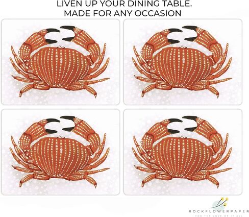 Cork Placemats: 4pc Set Heat Resistant Red Lobby Cork Backed Placemats - 16" x 12" Hardboard Placemats with Cork Backing for Dining Table - Perfect for Weeknights & Entertaining - rockflowerpaper in Saudi Arabia