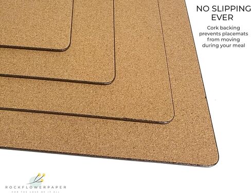 Cork Placemats: 4pc Set Heat Resistant Red Lobby Cork Backed Placemats - 16" x 12" Hardboard Placemats with Cork Backing for Dining Table - Perfect for Weeknights & Entertaining - rockflowerpaper in Saudi Arabia