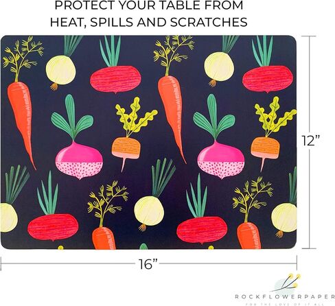 Cork Placemats: 4pc Set Heat Resistant Red Lobby Cork Backed Placemats - 16" x 12" Hardboard Placemats with Cork Backing for Dining Table - Perfect for Weeknights & Entertaining - rockflowerpaper in Saudi Arabia