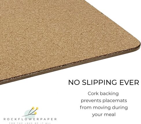 Cork Placemats: 4pc Set Heat Resistant Red Lobby Cork Backed Placemats - 16" x 12" Hardboard Placemats with Cork Backing for Dining Table - Perfect for Weeknights & Entertaining - rockflowerpaper in Saudi Arabia