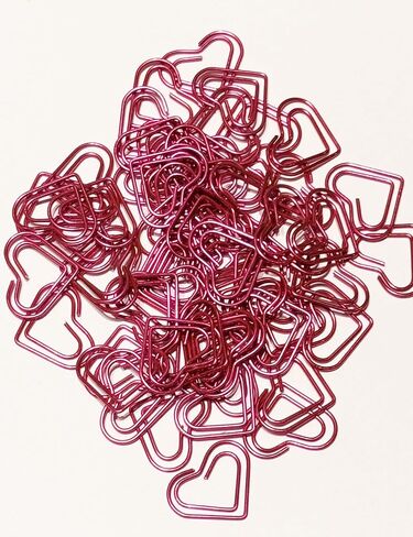 مقاطع ورقية القلب ، 100pcs لطيف الحب مقاطع إشارة مرجعية ، مقاطع الورق الوردي على شكل قلب (وردي) in Kuwait