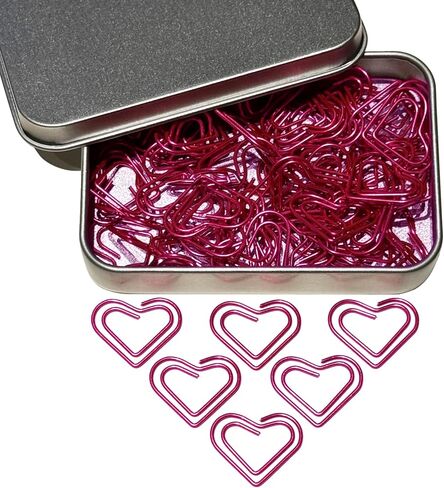 مقاطع ورقية القلب ، 100pcs لطيف الحب مقاطع إشارة مرجعية ، مقاطع الورق الوردي على شكل قلب (وردي) in Kuwait